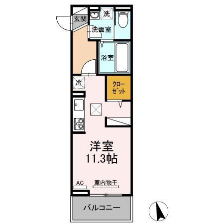 D-ROOM天神町(ワンルーム/1階)の間取り写真