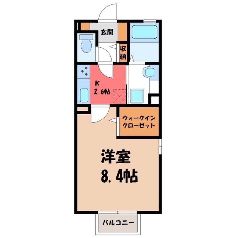 ショコラ ガーデンII(1K/2階)の間取り写真