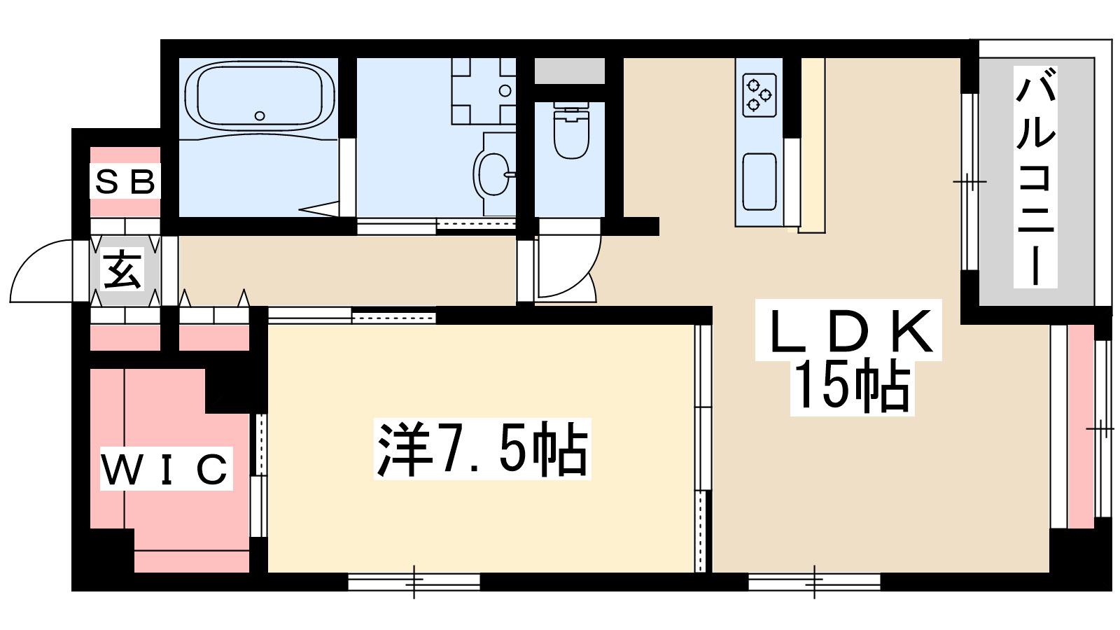 カッシア江坂(1LDK/4階)の間取り写真