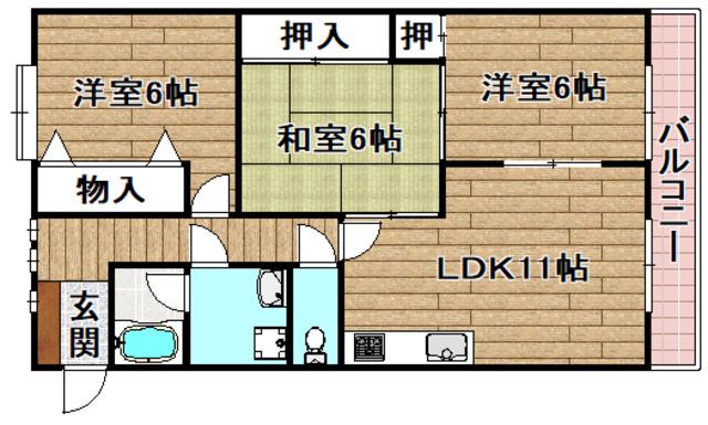 マンションサンプラザII(3LDK/3階)の間取り写真