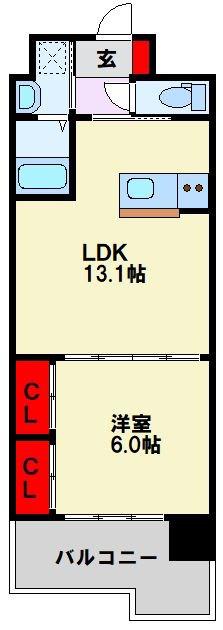 ウイングス八幡駅前(1LDK/7階)の間取り写真