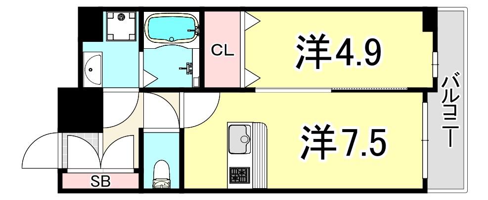 ブランTAT尼崎七松町I(1LDK/10階)の間取り写真