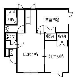 アムール(2LDK/1階)の間取り写真