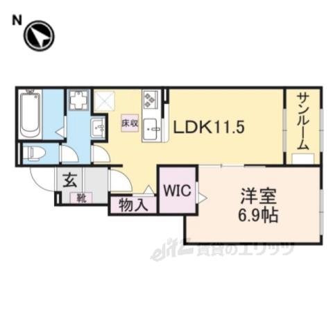 シュシュテラス(1LDK/1階)の間取り写真