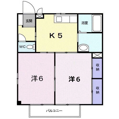 ラフォーレ大陽II(2K/2階)の間取り写真