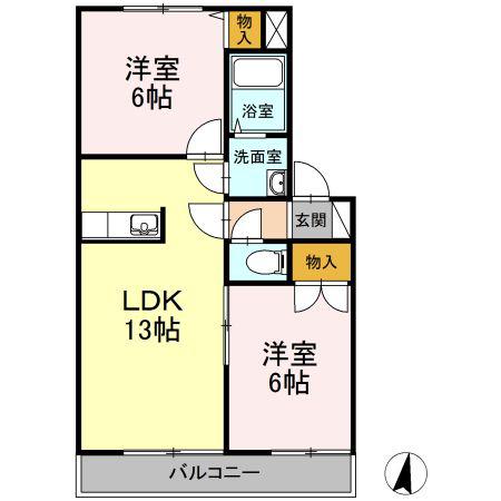 ハイセレールミリオン(2LDK/2階)の間取り写真
