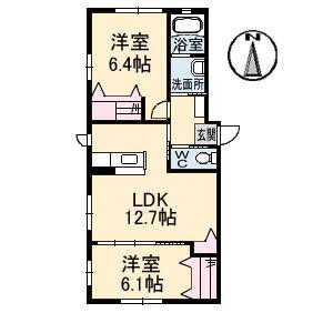 クレール大町東(2LDK/1階)の間取り写真