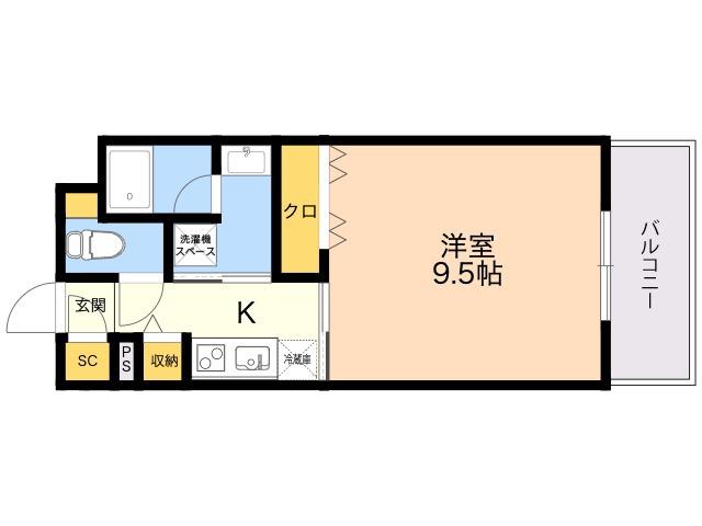フラッツ東比恵(1K/3階)の間取り写真