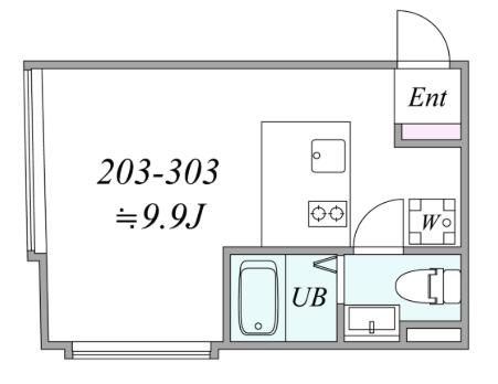 TRIAS395(1DK/2階)の間取り写真