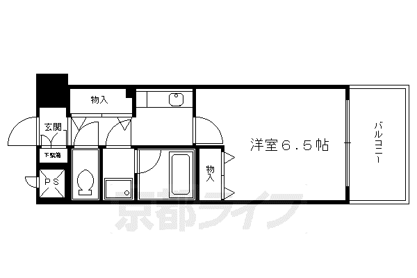 ライオンズマンション四条堀川(1K/9階)の間取り写真