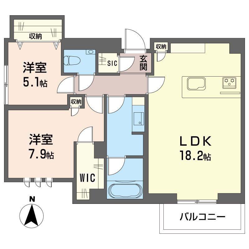 オーギュスト ルネ(2LDK/3階)の間取り写真