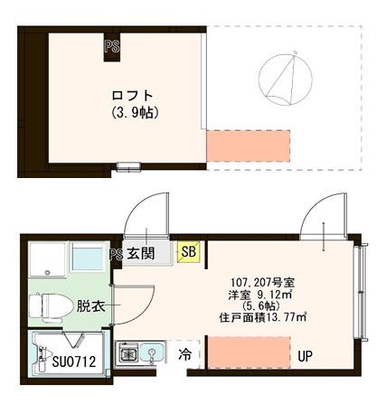 ハーモニーテラス井草(ワンルーム/2階)の間取り写真
