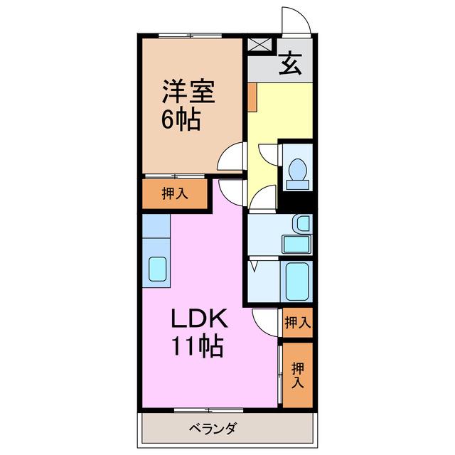 有松ヒルズ(1LDK/2階)の間取り写真