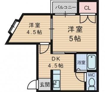 TARO淡路(2DK/3階)の間取り写真