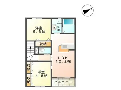ラークヒル(2LDK/2階)の間取り写真