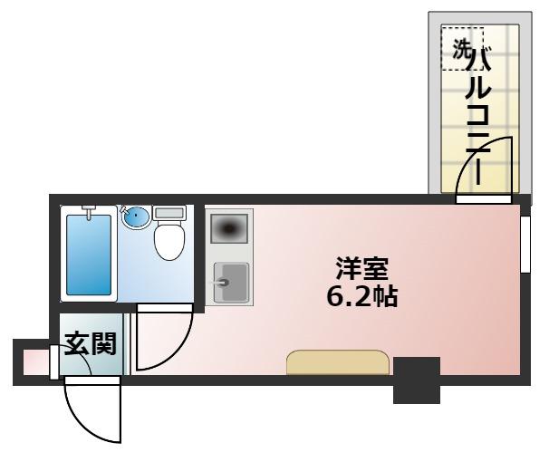 三宮パークハイム(ワンルーム/4階)の間取り写真