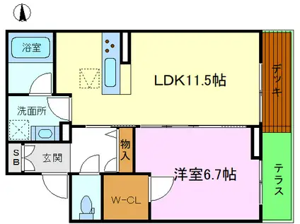 メゾン紅花園(1LDK/1階)の間取り写真