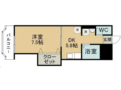 アーバンハイツ福住II(1DK/2階)の間取り写真