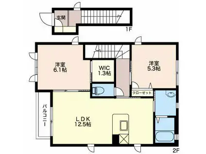 スライブ学校町 201(2LDK/2階)の間取り写真