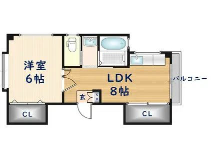 メルキュール(1LDK/2階)の間取り写真