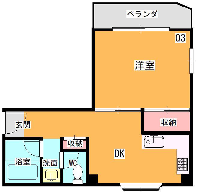 エクセレンス千里山(1DK/1階)の間取り写真