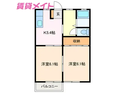 ハイツグランディール(2K/2階)の間取り写真