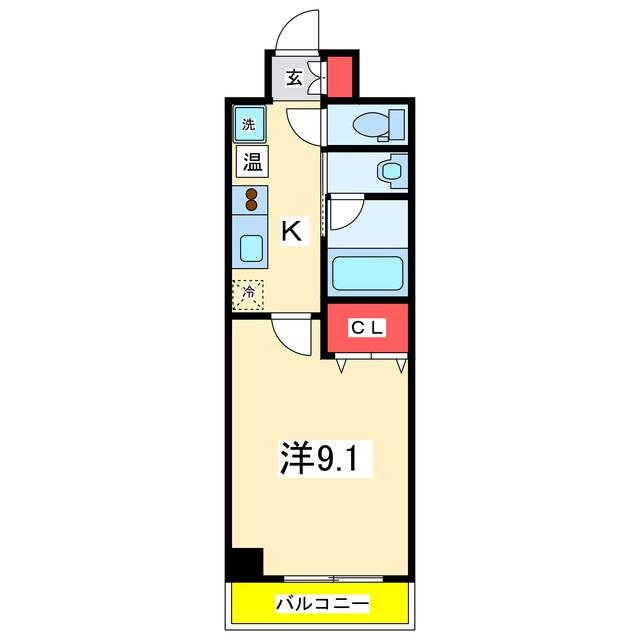 グレイスハイツ東中通(1K/6階)の間取り写真