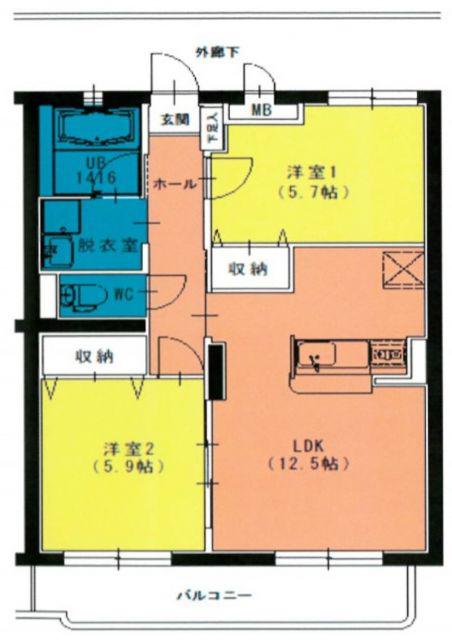 アイリス(2LDK/2階)の間取り写真
