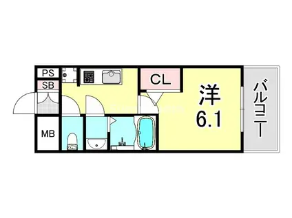 プレサンス神戸長田マリエント(1K/7階)の間取り写真