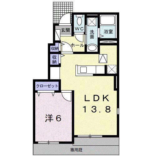 エテルネルI(1LDK/1階)の間取り写真