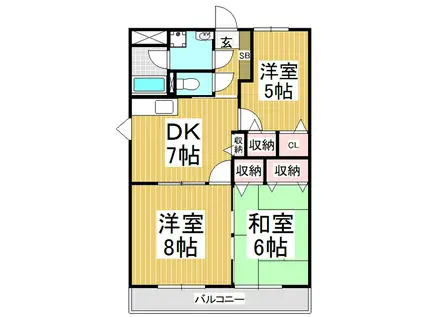 ラフィネ伊那(3DK/1階)の間取り写真