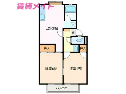 サンプレンティFUJI(2LDK/2階)の間取り写真