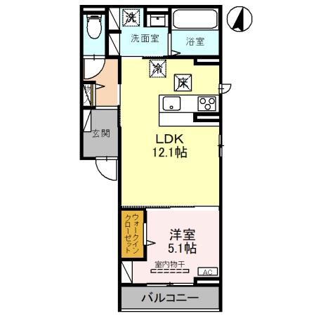 ルピナス 302(1LDK/3階)の間取り写真
