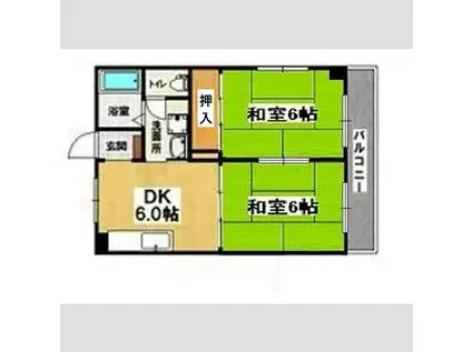 宝寿マンション(2DK/2階)の間取り写真