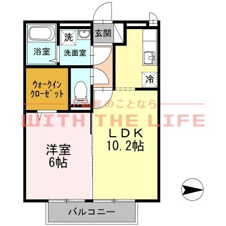 ガーデンヒルズ荒木I(1LDK/2階)の間取り写真