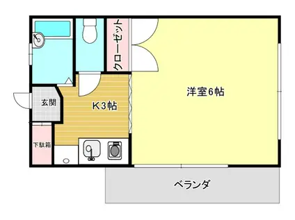 コーポヤマノ(1K/3階)の間取り写真