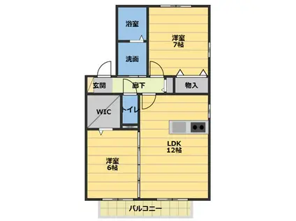 ブラン・ブルーD(2LDK/1階)の間取り写真