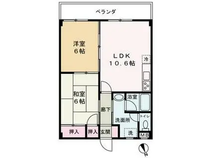 アルコ・ラ・カーサ 町坪(2LDK/3階)の間取り写真