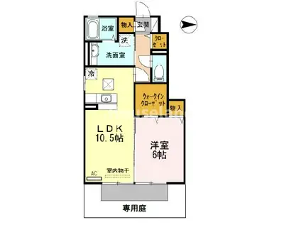 D-ROOM東高松(1LDK/1階)の間取り写真