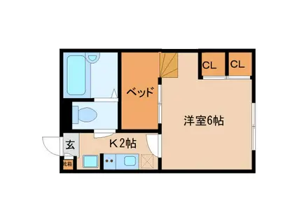 レオパレスあやめ池疋田(1K/2階)の間取り写真