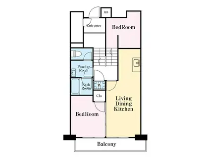 川崎河原町共同ビル13号棟(2LDK/14階)の間取り写真