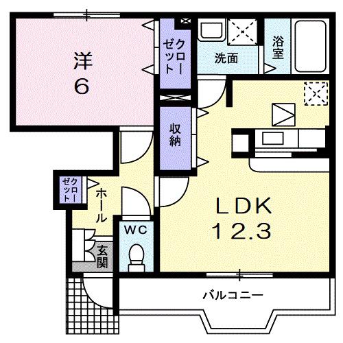 ヴァルトサイテ(1LDK/1階)の間取り写真