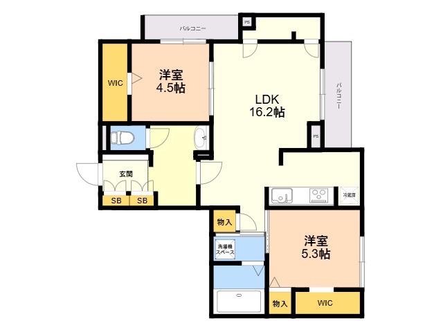 プランドゥブレ西新(2LDK/2階)の間取り写真
