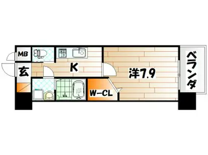 アクシオ北九州(1K/13階)の間取り写真