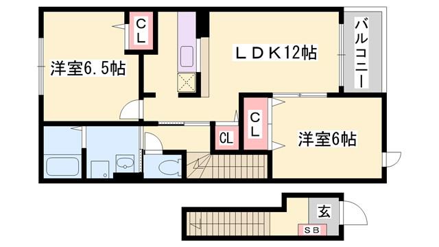 フィールドパレスV(2LDK/2階)の間取り写真