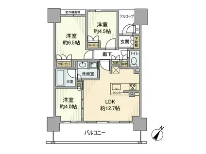 ワコーレTHE神戸フロント(3LDK/10階)の間取り写真