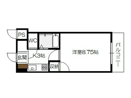 ティアラサイワ(1K/2階)の間取り写真