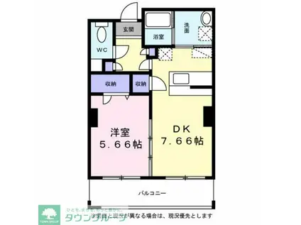 ラフィネパルク新浜(1DK/4階)の間取り写真