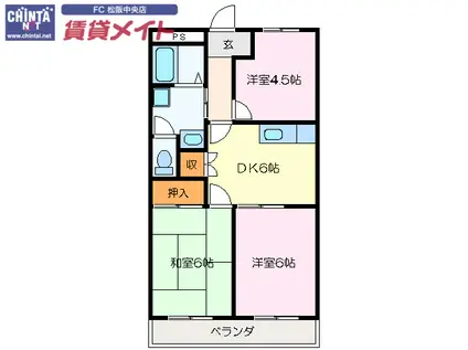 シーサイドレジデンス(3DK/3階)の間取り写真