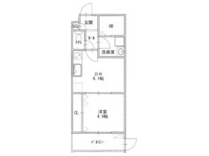 TKアンバーコート浜寺Ⅱ(1DK/1階)の間取り写真